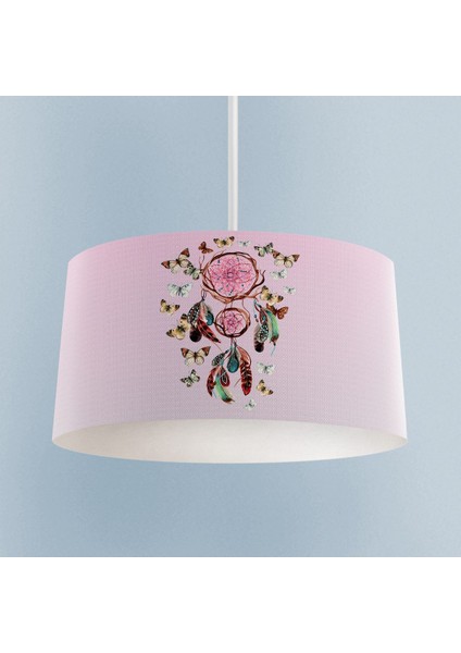 Kelebek Desenli Pembe Renkli Çocuk Odası Avizesi