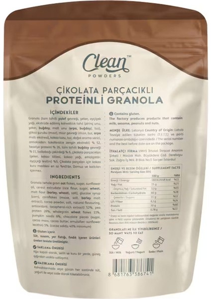 Protein Granola 300 gr Çikolata Parçacıklı 3 Adet modelleri