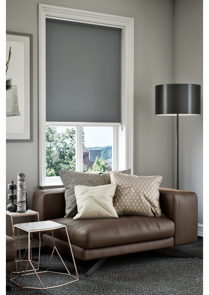 Lazer Kesim Mat Stor Perde, Lazer Kesimli Klasik Serisi, C-1004 Antrasit Renk