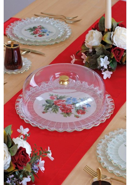 Altın Yaldızlı Cam Kek Fanusu, Beyaz, Zarif ve Şık Tasarım fiyatları