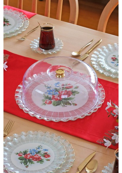 Altın Yaldızlı Cam Kek Fanusu, Beyaz, Zarif ve Şık Tasarım modelleri