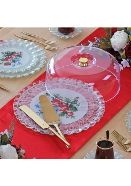 Altın Yaldızlı Cam Kek Fanusu, Beyaz, Zarif ve Şık Tasarım fırsatları