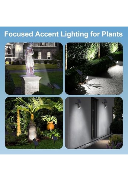 Beyaz 18 LED Spot Güneş Enerjili Bahçe Aydınlatma Lambası, Fotoselli, Spike Aplik, 18W Su Geçirmez Dış Mekan Solar Lamba, Ağaç, Veranda, Garaj, Havuz, Duvar ve Zemin Montajına Uygundur 42 cm modelleri