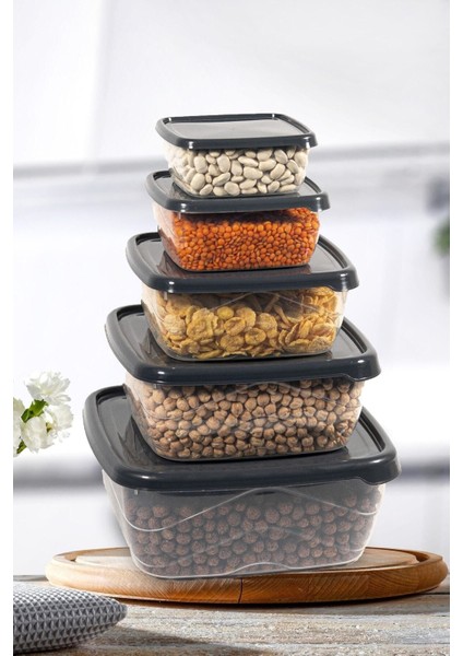 10 Parça Çok Amaçlı Saklama Kabı Seti, Gri, Çeşitli Boyutlar, Pratik ve Şık Kullanım fırsatları