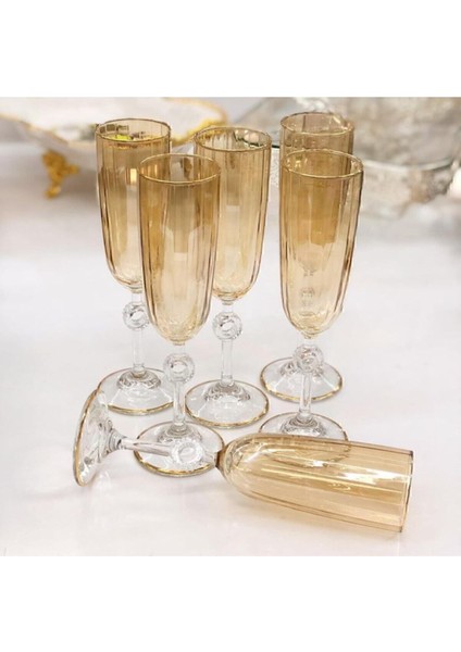 El Dekorlu Gold 6 Kişilik Cam Su Bardak Seti, Şık ve Zarif Tasarım ile Kullanıma Hazır