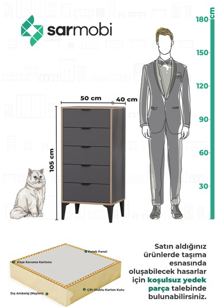 Arden 5 Çekmeceli Şifonyer , Çamaşırlık