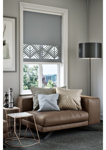 Lazer Kesim Mat Stor Perde, Lazer Kesimli Modern Serisi, M-101004 Antrasit Renk