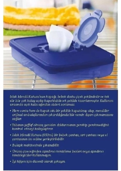 Ince 650 ml Lacivert Islak Mendil Kutusu, Pratik ve Şık Tasarım modelleri