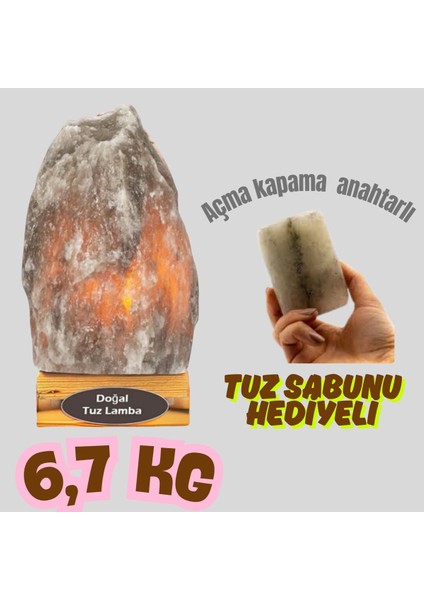 Doğal Kaya Tuz Lambası, Renkli ve Sağlıklı, 6-7 Kg, Şık Dekoratif Parça