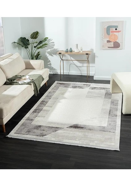 Dark DK014G Gri Halı Antrasit Geometrik Detaylı Akrilik Tozuaz Modern Salon Halısı Yatak Odası modelleri