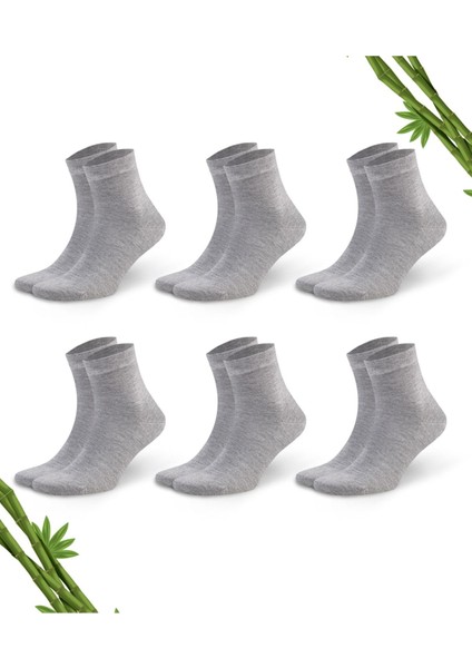 Premium Yazlık Grimelanj Renk Dikişsiz Erkek Bambu Yarım Konç Çorap 6'lı Set