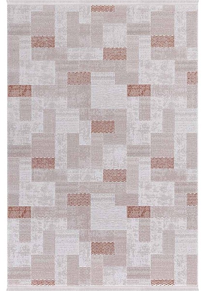 Saklıköy 3111A Bej Kiremit Yumuşak Dokulu Tok Dokuma Modern Salon, Mutfak, Oturma, Çocuk Odası Halısı