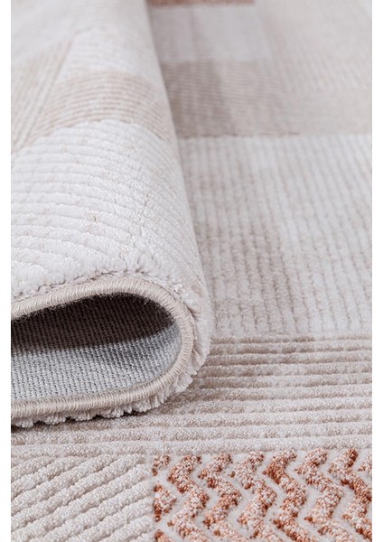 Saklıköy 3111A Bej Kiremit Yumuşak Dokulu Tok Dokuma Modern Salon, Mutfak, Oturma, Çocuk Odası Halısı fırsatları