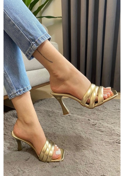 Kadın Enza Altın 9 cm Kadeh Topuklu Terlik fiyatları
