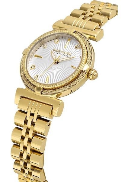 DK.1.AG1401.04 Taşlı Tasarım Çelik Kordon Çelik Kasa 5 Atm Suya Dayanıklı Altın Renk Kadın Kol Saati modelleri