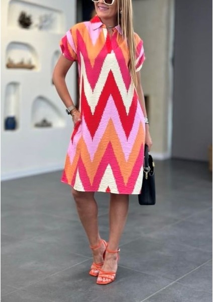 Omuz Drapeli Polo Yaka Keten Elbise fiyatları