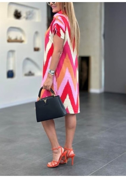 Omuz Drapeli Polo Yaka Keten Elbise modelleri