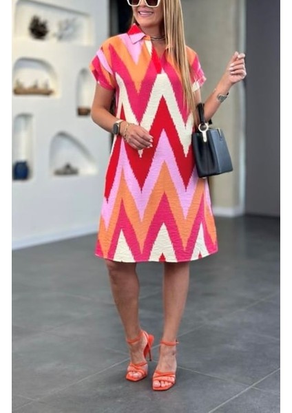 Omuz Drapeli Polo Yaka Keten Elbise fırsatları