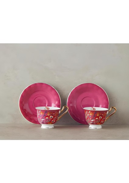 Pembe 4'lü Kahve Fincan Takımı, 90 Ml, 2 Kişilik, Zarif ve Şık Tasarım fiyatları