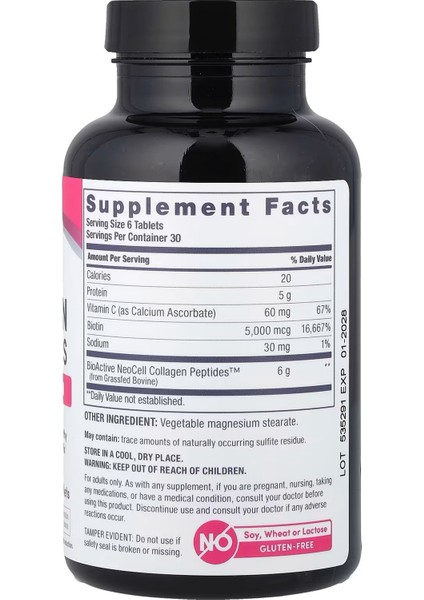 Super Collagen + Vitamin C & Biotin 3g Collagen 60 Servis 180 Tablet fiyatları