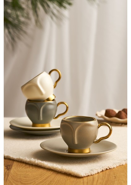 Krem 2'li Kahve Fincan Takımı, 100 Ml, Şık ve Kullanışlı Tasarım