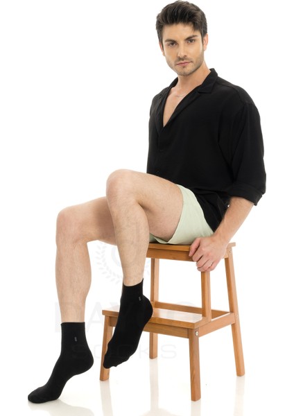 Siyah Renk Kışlık Yarım Konç Erkek Bambu Çorap 6'lı Set modelleri