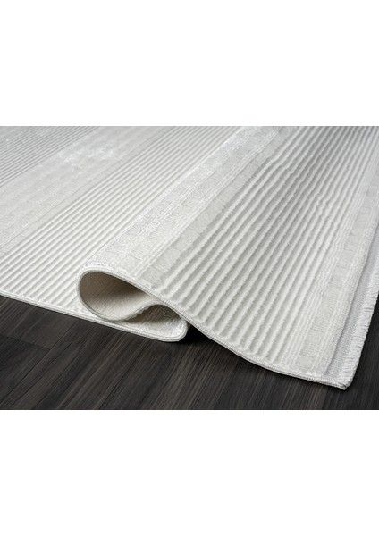 Zenith ZN007A Gri Halı Çizgi Desenli Modern Yumuşak Kadife Ince Antialerjik Salon Koridor Halısı fırsatları