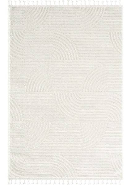 Halı Wool WL010A Beyaz Modern Desen Kabartmalı Doku Pamuk Tabanlı Kaymaz Halı