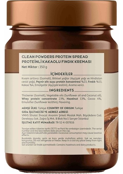Proteinli Çikolatalı Fındık Kreması (Protein Spread) 350 gr - (3 Adet)