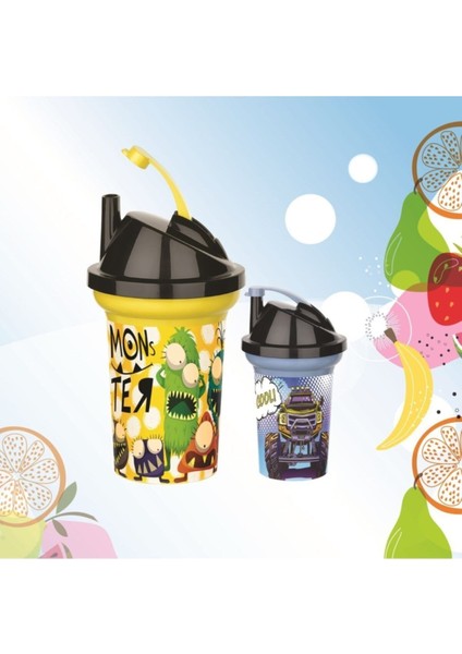 Eğlenceli ve Taşınabilir Çocuk Bardağı, 300 Ml, Renkli ve Kapaklı modelleri