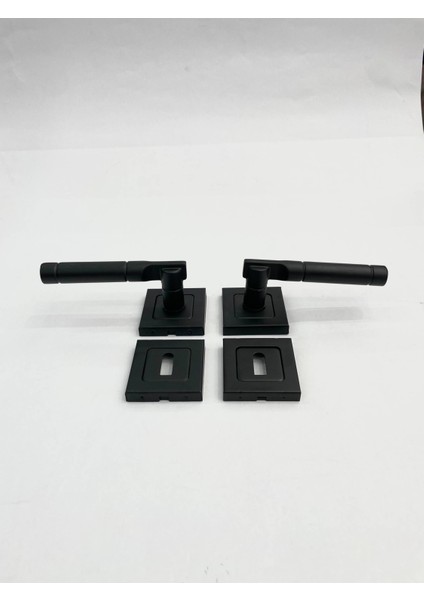 Ares Oda Kapı Kolu - Kare Rozetli Mat Siyah - 1 Takım - No: 7