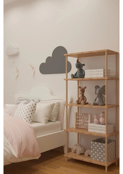 HC Atölye Ahşap Atölyesi Dekoratif 5 Raflı Ahşap Ayaklı Kitaplık Çocuk Oyun Odası Rafı - Atlantik Çam modelleri