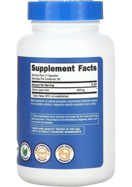 Alpha Lipoic Acid 600 Mg 120 Kapsül fiyatları