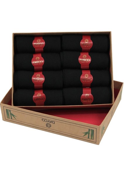 Premium Bambu Yazlık Siyah Çorap 8'li Set Kraft Kutulu modelleri