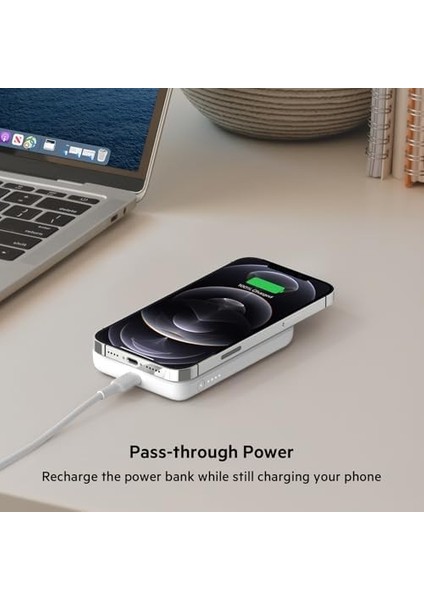 Manyetik Kablosuz Güç Bankası 2.5k (Magsafe ile Uyumlu Taşınabilir Şarj Cihazı, 2500 Mah Küçük Kapasiteli Kompakt Mini Hızlı Şarj, Usb-C - Usb-C Kablo Dahil) - Beyaz modelleri