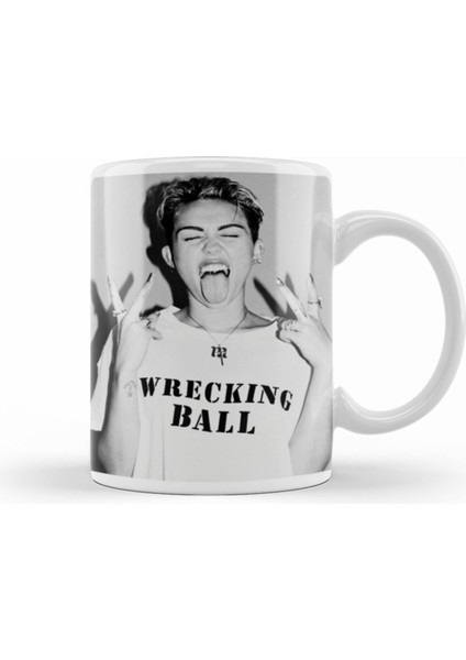 Şık Porselen Kupa Bardak, Miley Cyrus Wrecking Ball Temalı Tasarım