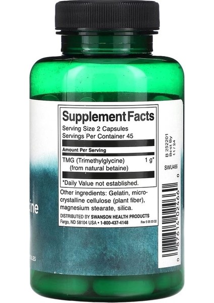 Tmg Trimetilglisin, 500 Mg, 90 Kapsül.usa Menşei.dmmedicine'den fiyatları