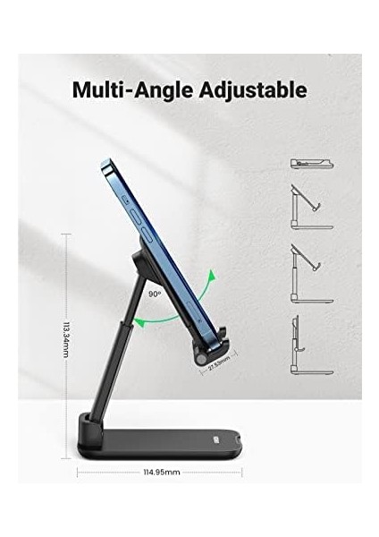 Katlanabilir Telefon Tutacağı iPhone ile Uyumlu Galaxy Redmi (Siyah) modelleri