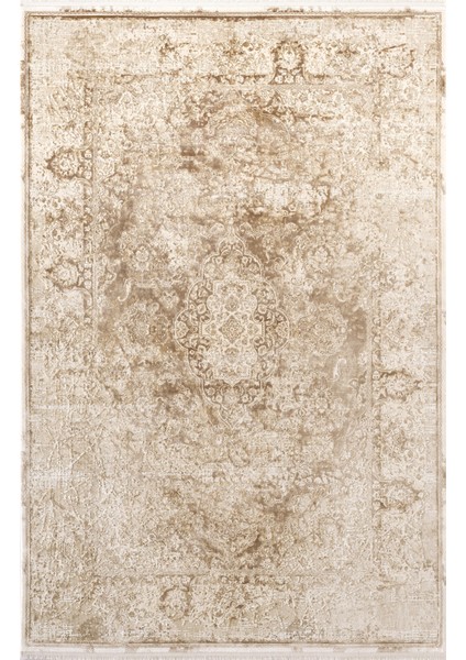 Vogue VG002K Kahve Klasik Göbekli Desen Modern Renk 100 Tarak Viskon Salon Halısı Ipek Serisi