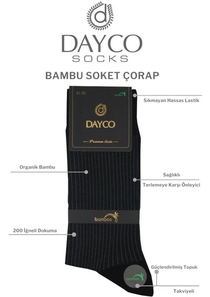 Premium Bambu Erkek Yazlık Çorap 6'lı Set Kutulu Çizgili Siyah fiyatları
