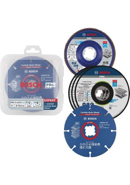 Pro 125 mm X-Lock Kesme ve Flap Zımpara Set, 5li