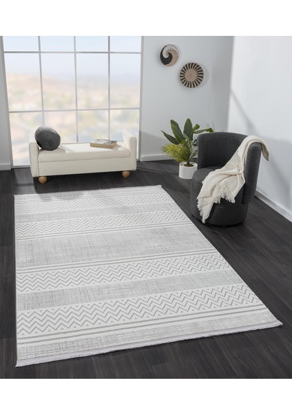 Sümer SM009A Gri Beyaz Detaylı Halı Iskandinav Desen Dekoratif Modern Tozuyok Antialerjik modelleri