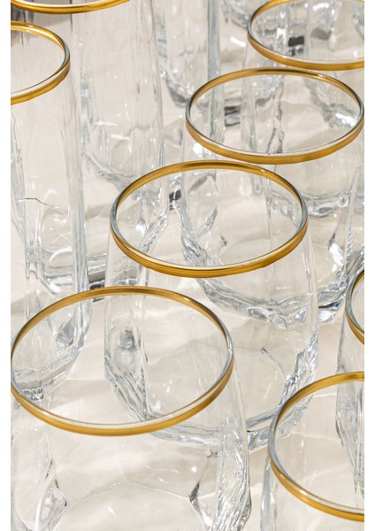 Yaldızlı 18 Parça Cam Su Bardağı Seti, 215-385 Cc, Şık ve Zarif Tasarım modelleri