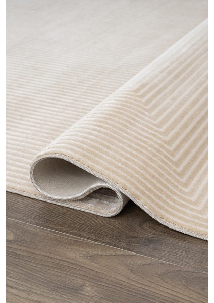 Merit MR010A Krem Halı Vizon Bej Geometrik Detaylı Ince Yumuşak Akrilik Modern Salon Halısı modelleri