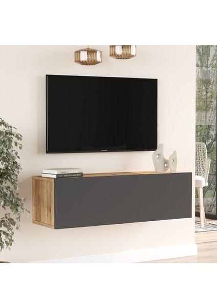 Aven Tv Ünitesi Tv Sehpası Kapaklı 100CM Çam-Antrasit AVE12-AA