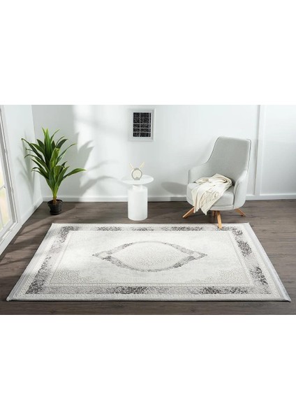 Dark DK011G Gri Halı Antrasit Detay Kenar Çerçeveli Göbekli Akrilik Tozuaz Modern Salon Halısı fiyatları