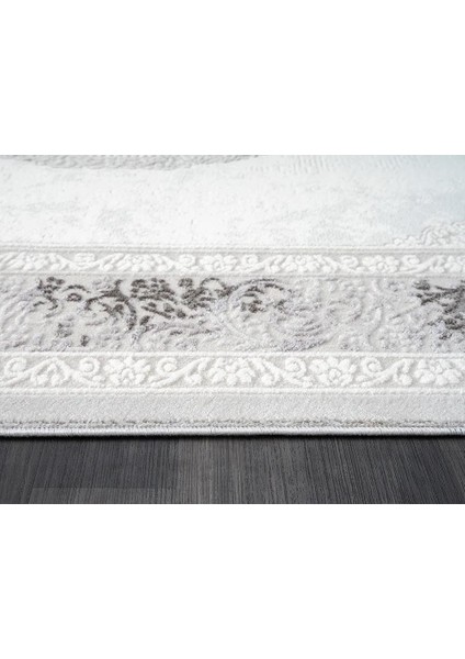 Dark DK011G Gri Halı Antrasit Detay Kenar Çerçeveli Göbekli Akrilik Tozuaz Modern Salon Halısı indirimleri