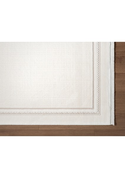 Fresco FC002W Beyaz Çerçeveli Halı Modern Desen 100 Tarak Viskon Parlak Yumuşak Ipek Serisi indirimleri