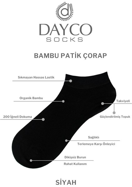 Bambu Erkek Dikişsiz Premium Patik Siyah Çorap 6'lı Set 47-50 fırsatları
