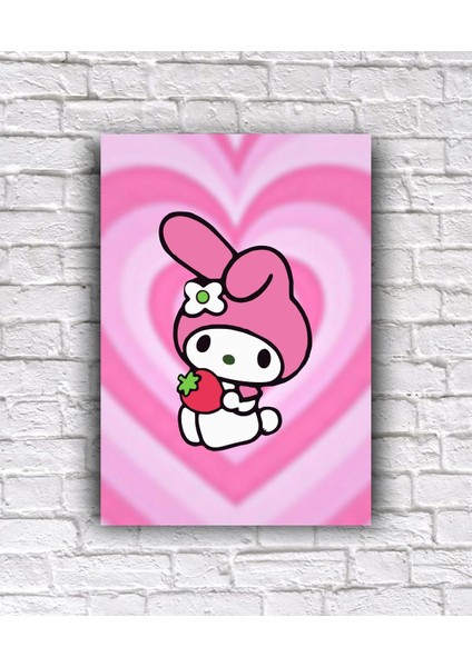 Renkli Kuromi Melodi Ahşap Duvar Tablosu 19X28 Cm, Dekoratif Kapı Süsü